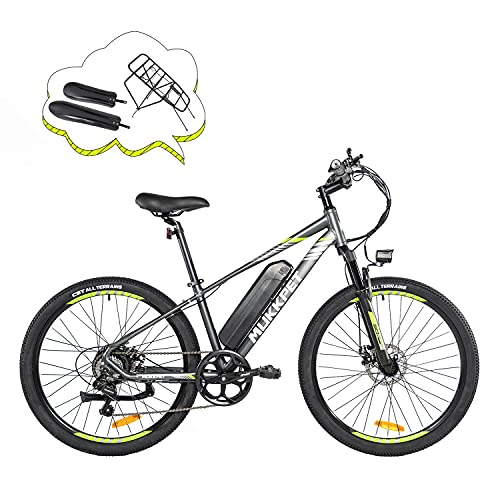 Mukkpet XC350 48V 350W Electric Mountain Bike 26'' Electric Bike for Adult 10.4AH Removable Lithium Battery Shimano 7 Speed Suspension Fork