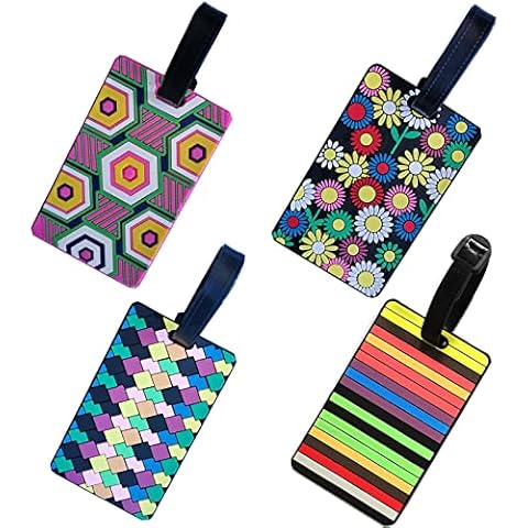 Luggage Tags,4pcs Suitcase Tags,Silicone Luggage Tags,Suitcase Luggage Tags Business Card Holder,Travel Tags with Name ID Card,for Travel Vacation Luggage Storage,Prevent Lost Luggage Cover