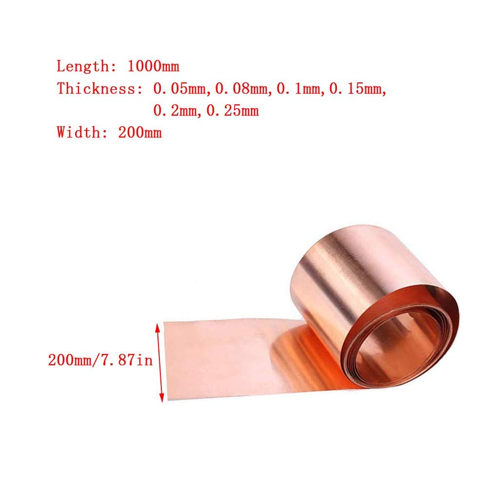Pure Copper Sheet Foil - 0.25mm Thick X 200mm Wide X 1000mm Long (99.9% Cu) - US Stock 12 thumbnail image