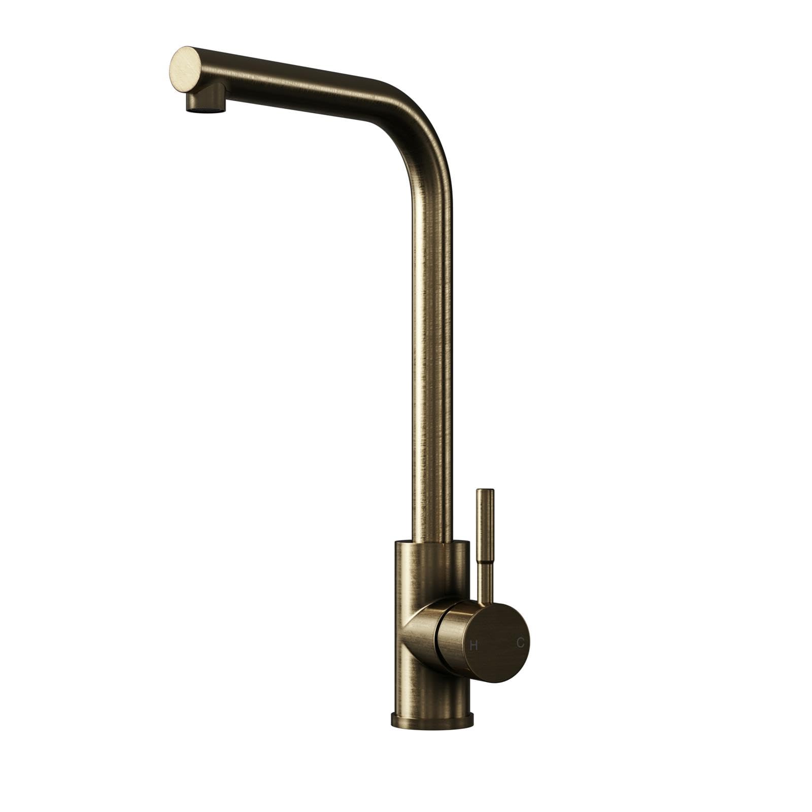 Liquida Brass Vt83ab Antique Single Lever L Neck Swivel Spout Kitchen Mixer Tap