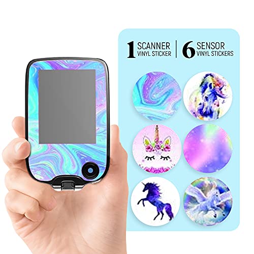 Rockadex Decal Compatible for Freestyle Libre Decal Set (Rainbow Unicorn)