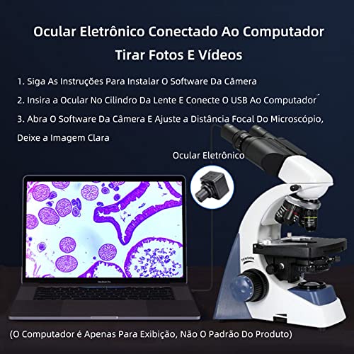 40X-4000X Microscópio Composto Binocular, Profissional Foco Ajustável Microscópio Eletrônico Biológi