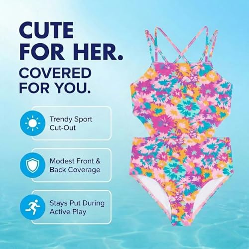 Image of Kanu Surf Girls' Beach Girl Sport Cut-Out One Piece Swimsuit