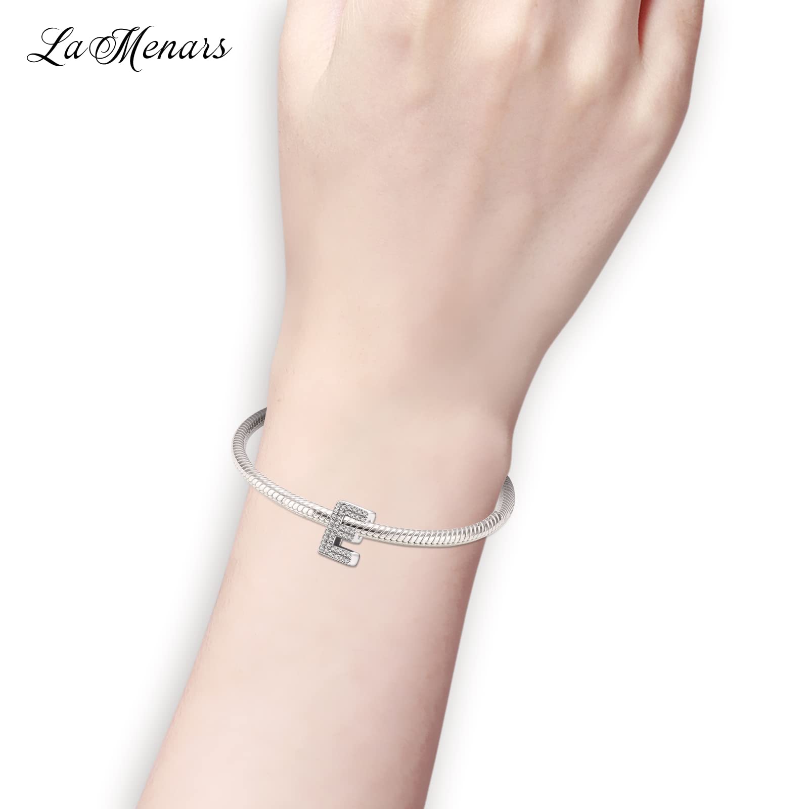 LaMenars Charms con lettere dalla A alla Z, perline in argento sterling 925, adatte a bracciali con zirconi 5A, regali di gioielli di compleanno per donne e ragazze