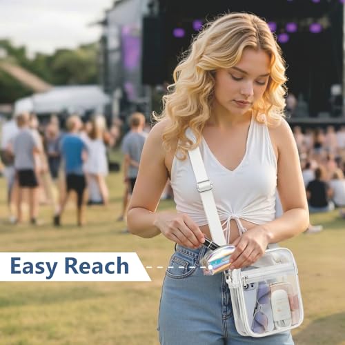Image of PACKISM Clear Bag for Stadium Events - Clear Purses for Women Transparent Crossbody Messenger Bag for Concerts Game Day