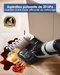 Tineco Floor One i5 Stretch Aspirateur Laveur, Aspirateur Sec et Humide, Aspiration Puissante 20 kPa, portée à Plat 180°, Nettoyage Deux Bords, 30 Min d'autonomie, Réservoirs d'eau Grande Capacité