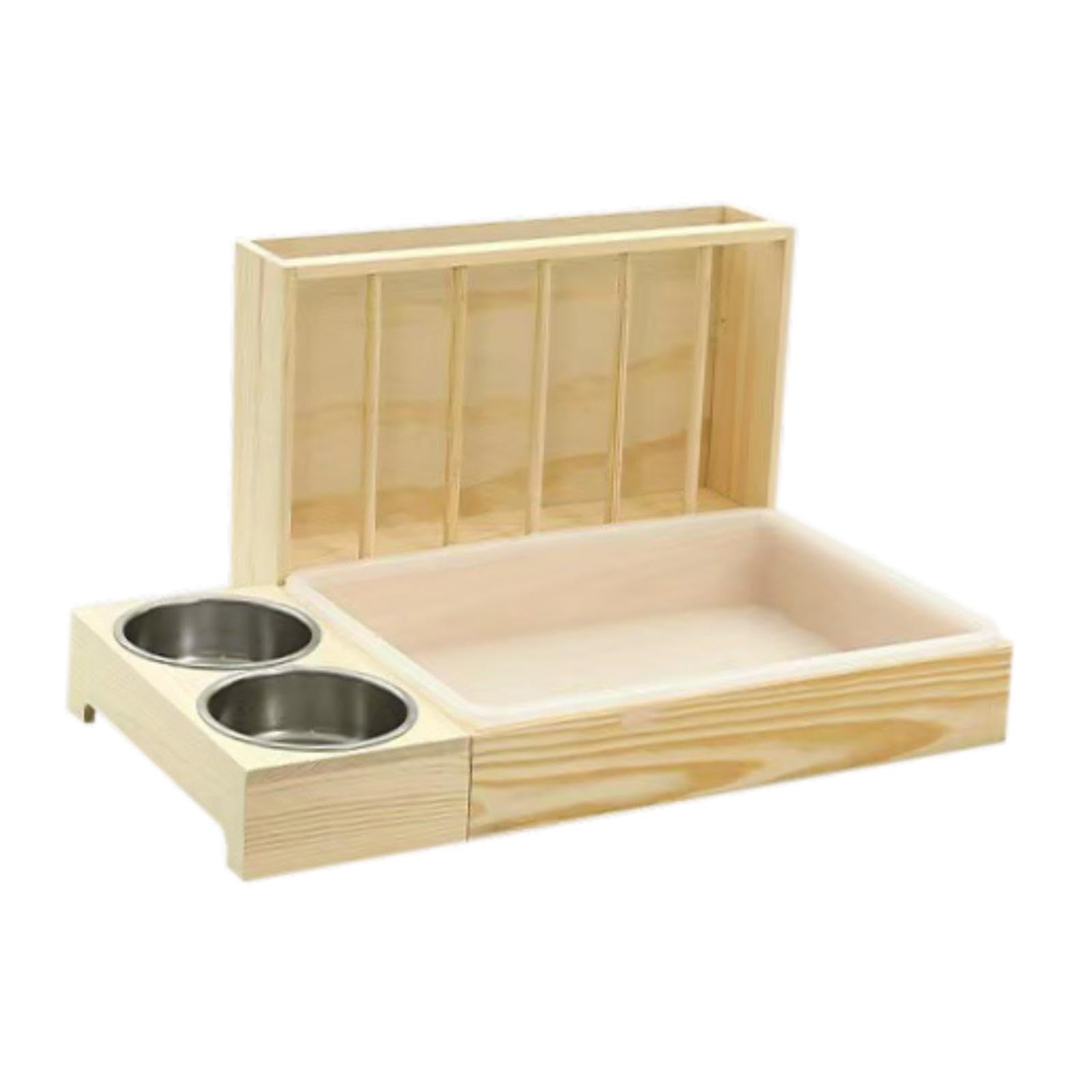 MagiDeal Hay Feeder avec litière, Lapin Foin de Foin de Foin Dispensateur de Foin Herder en Bois pour Le Cochon de