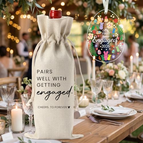 Image of Easter Engaged Gift Engagement Gifts for Couples Her, Engagement Party Decorations Gifts for Engaged Couple Pairs Well with Getting Engaged Wine Bottle Bag Acrylic Ornament 2026