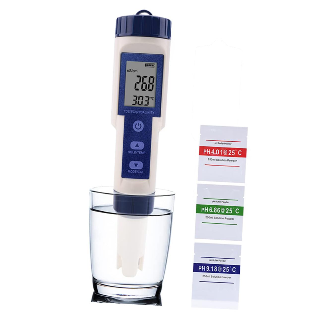 Gatuida Salinity Tester for Water Digitale 5 in 1 per Acquario | Sonda ad Alta Sensibilità, Corpo Plastico, 3 Batterie Lr44 Incluse, Monitoraggio per Piscina e Acquacoltura