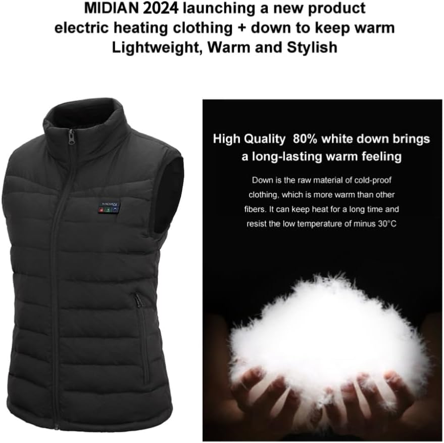 Heated Vest Heating Down Vest 3-Stage Temperature Control 5 Rapid Heating Zones Independent Settings Women Gift
