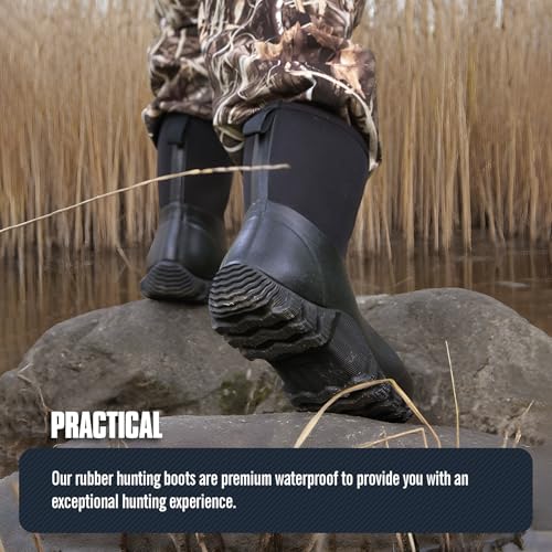 GUGULUZA Herren Halbe Gummistiefel Neopren Isoliert Wasserdicht Angeln Hof Stiefel Schwarz