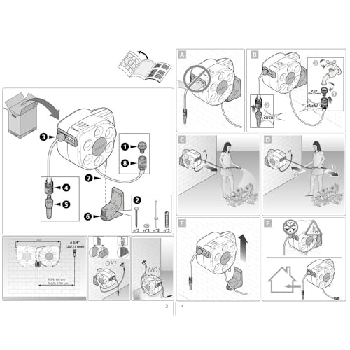 Claber Rotoroll Evolution 30 m, Automatische Schlauchtrommel der Wand Aufhängbar mit Slow Rewind