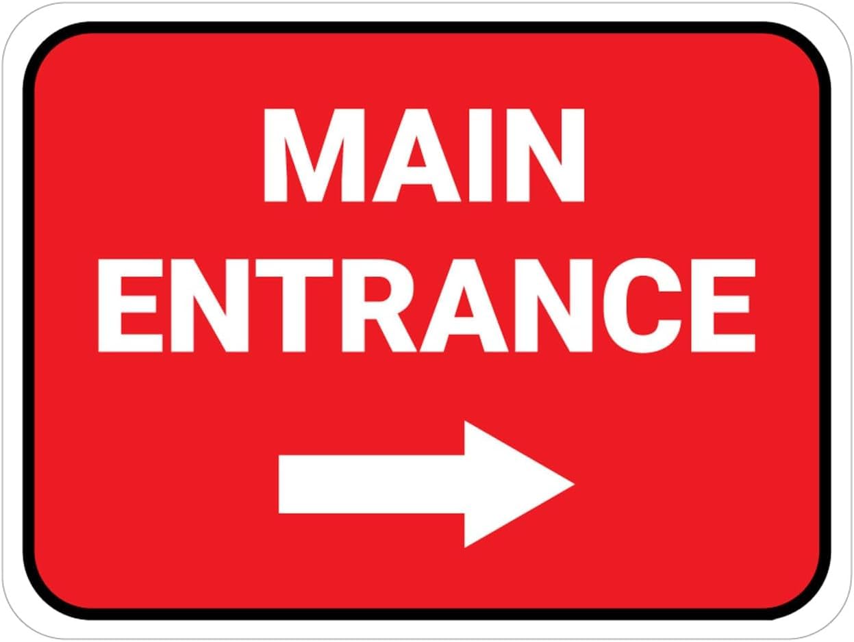 Bdeyfg Colour3 Main Entrance Right With Arrow Metal Tin Sign Aluminum Warning Signs For Indoor & Outdoor Yard Lawn Sign Home Decor 8X12 Inch