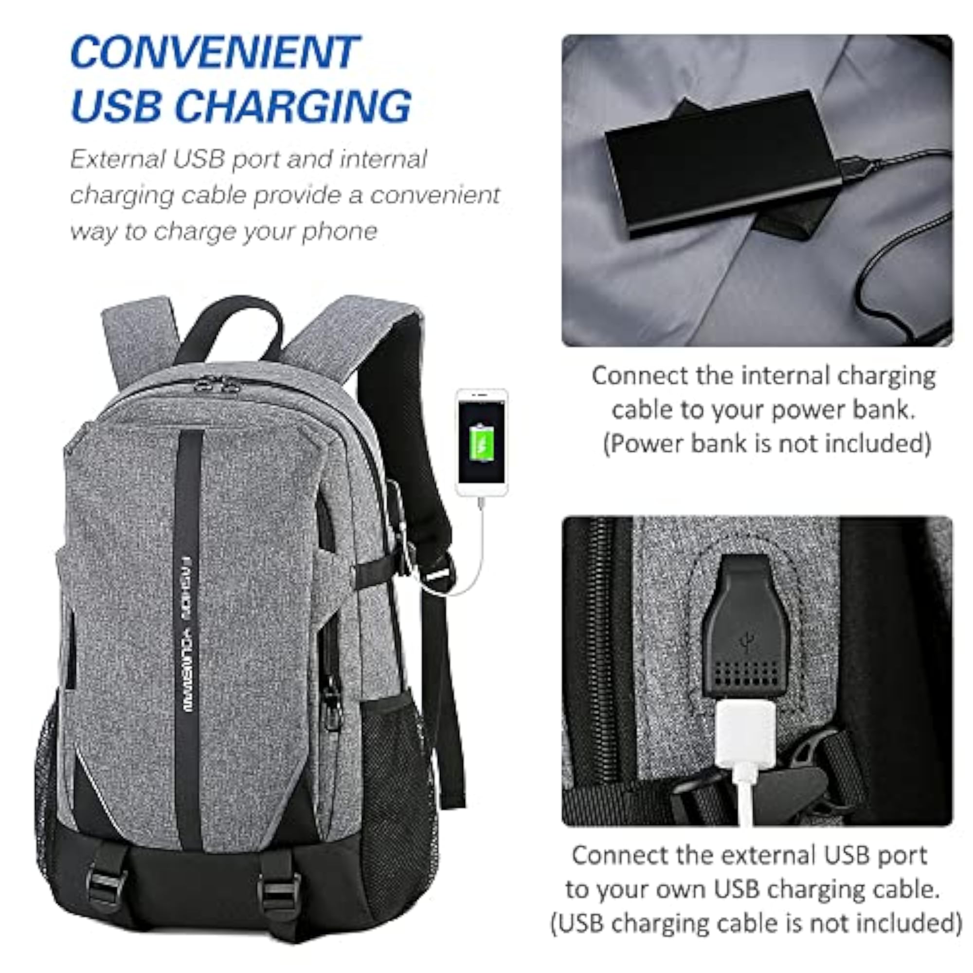 Travel Laptop Backpack with USB Charging Port