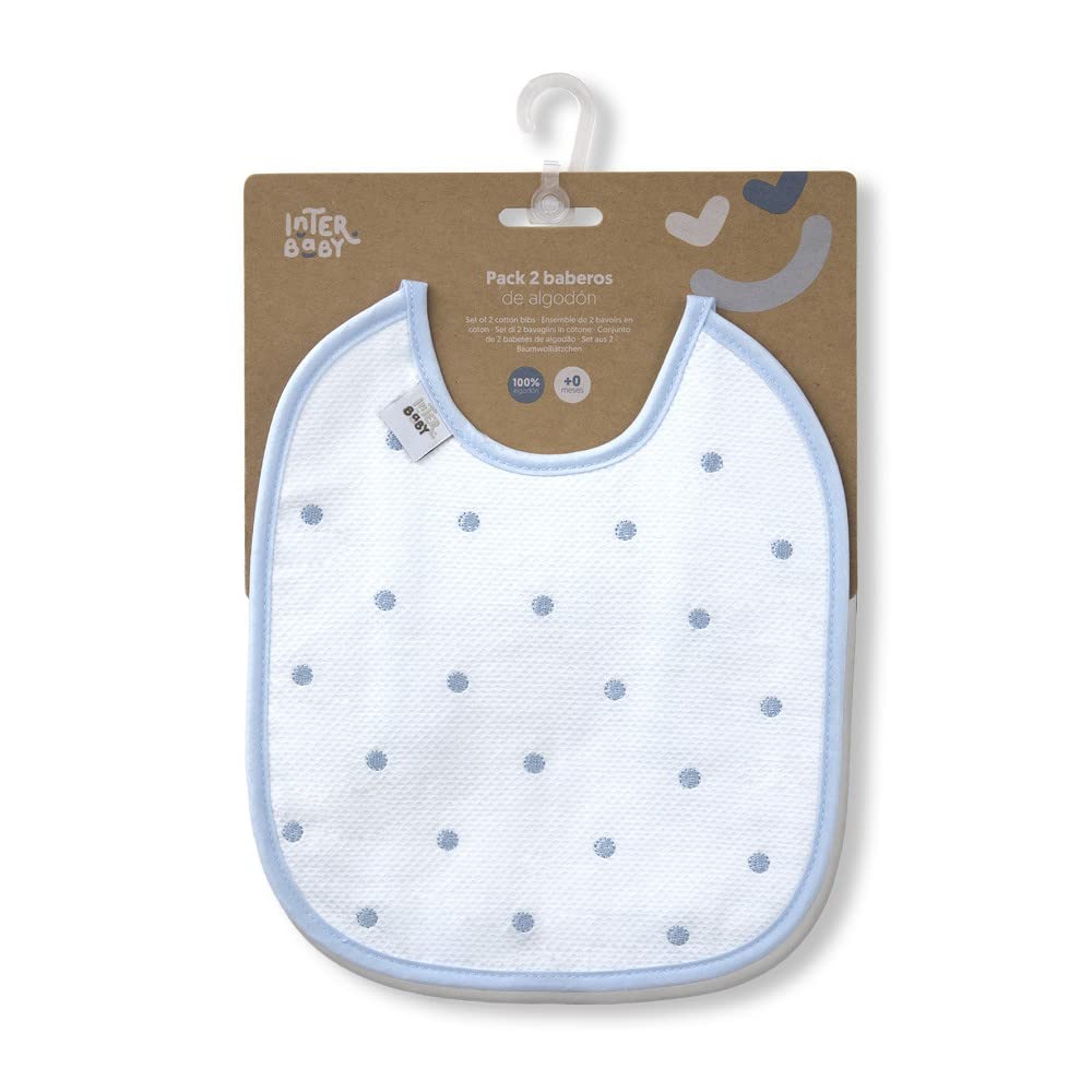 Interbaby Pack of 2 Bodoques bibs in blue and grey