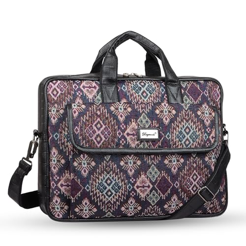Image of Bagneeds Printed Febric With PU Leather Formal /Casual Office Laptop Messenger Bag For Men and Women