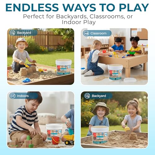 Image of Trade Grade Play Sand for Sandbox Sand for Kids - Bulk Bucket Natural Play Sand for Kids, Sensory Play, Tables, & Outdoor Fun, Perfect for Wet Castle Building & Creativity (10 Pounds)