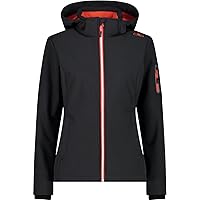 CMP - Giacca Donna Cappuccio Zip, Antracite-Papavero