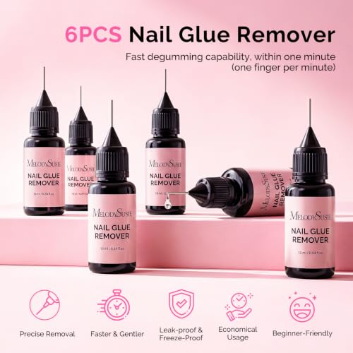 Image of MelodySusie 6Pcs Nail Glue Remover for Press on Acetone Free 10ML