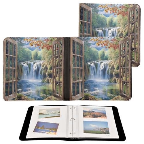 Álbum de fotos adhesivo DIY álbum de recortes cascada bosque visto desde ventana encuadernador de 3 anillos libro de fotos 40 páginas 8x10 para memoria miniatura 2