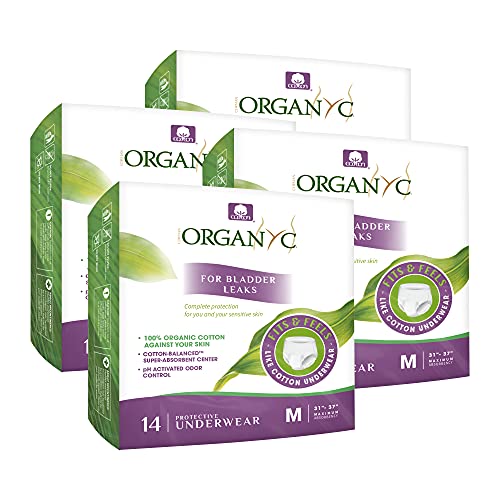 Image of Organyc Bladder Control Underwear for Women - Organic Cotton Protective Underwear for Incontinence, Leak Protection, Odor Protection and Sensitive Skin, Medium, 56 Count