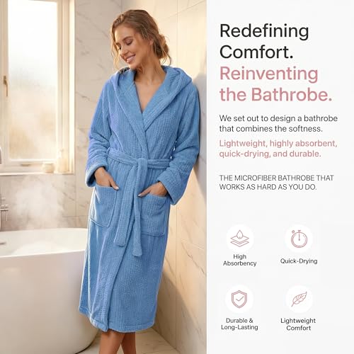 Image of PJGGZ Hooded Bathrobes for Women, Soft Long Towel Robes for Women - Quick Dry yet Warm