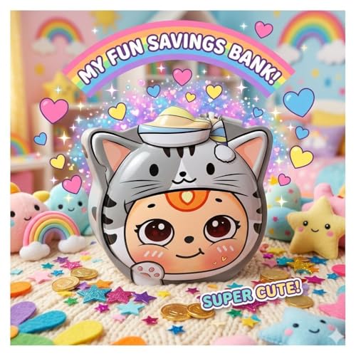 Image of Sajani Cute Cartoon Creative Portable Piggy Bank, Money Saving Box with Combination Lock, Mini Coin Bank Gifts for Boys and Girls, Best Return Gifts for Kids (Pack of 1) (Tiger - Grey)