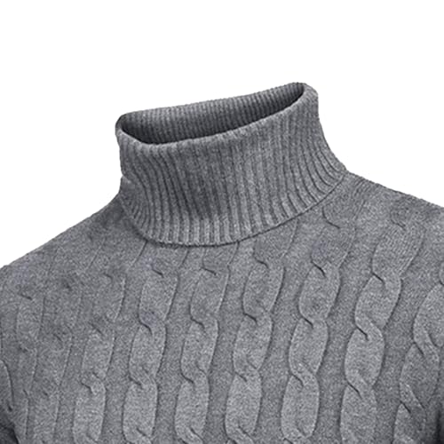 Pull à col roulé pour homme coupe ajustée thermique gris 3XL