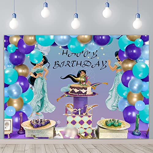Princesa Jasmine Telón de fondo para fiesta de cumpleaños Tema de Aladdin Fondo de dibujos...