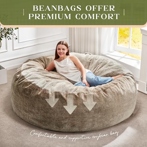 Image of Hobestluk Bean Bag Chair for Adult Giant Beanbag with Filler Brown 6FT