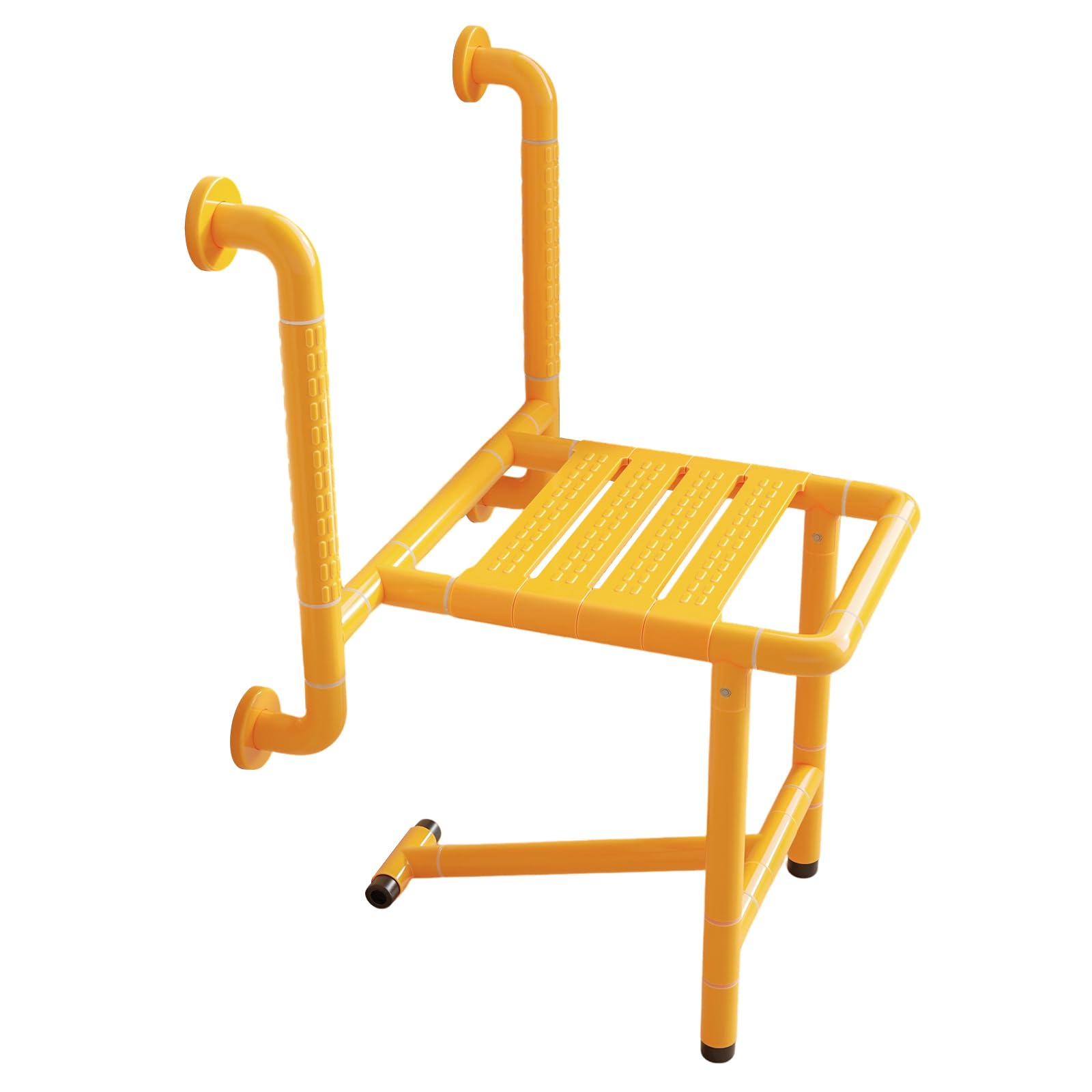 Folding Shower Seat Wall Mounted, Fold Down Shower Chair with Support Feet & Non-Slip Surface, Space Saving Bath Stool for Elderly, Seniors, Pregnant, Disabled, 150kg Load Capacity