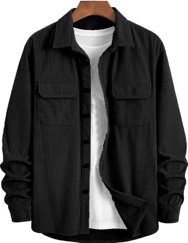 Image of MiraMichi Men's Full Sleeve Corduroy Striped Casual Jacket, Ideal for Stylish Everyday Outfits