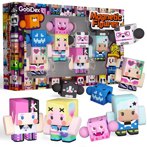 GobiDex 8PCS Magnetic Posable Figures Pretend Play Toy for Kids & Toddlers