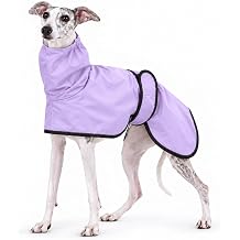 Greyhound Whippet Raincoat Waterproof with Reflective Stripe high Neck fit for Italian Greyhounds Whippets Long Back Breeds - Purple - S
