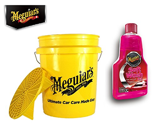 Preisvergleich Produktbild Meguiar's PRAKTISCHES Premium AUTOWÄSCHE-Set! WASCHEIMER Eimer GRIT Guard 18,9 L + Shampoo Soft WASH Gel 473 ML