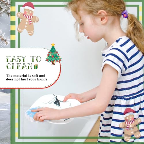 Image of Layhit 12 Pcs Christmas Dish Sponges Cute Kitchen Non Scratch Scrub Sink Sponges Wood Pulp Reusable Household Cleaning Cloth for Kitchen Dishes Furniture(Snowflake)