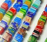 Loch : ca. 1,3mm ~1,6mm 46stk Millefiori Perlen, 8mm Bunte Mix Glasperlen, Würfel Form 1 Strange Schmuckperlen R232