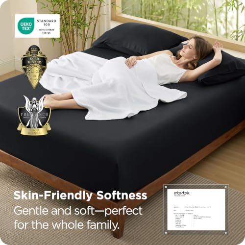 Image of Bedsure PureWoven King Fitted Sheet Qnly, 100% Rayon Derived from Bamboo