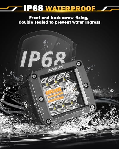 Image of Auxbeam LED Pods 3 Inch 72W Amber Fog Light, 6 Modes Strobe Cube Pod Light Bar Dual Color Yellow Spot Flood Offroad Driving Lights Ditch Lights for Truck Car ATV