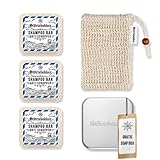 Störtebekker® Premium Duschset - Festes Shampoo Anti-Schuppen (x3), Sisalsäckchen + GRATIS Seifendose Aluminium - Shampoo Bar Set für Haare, Kopfhaut & Bart - Handgefertigt in Seifenmanufaktur