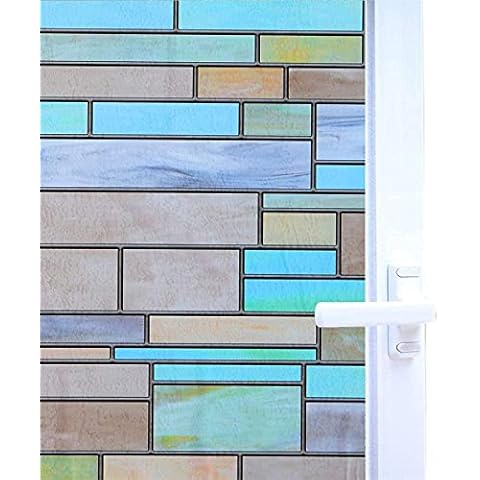 Niviy Privacy Window Film Stained Glass Window Film No Glue Static Cling Decorative Window Film for Glass 23.6 by 78.7 Inches Cover