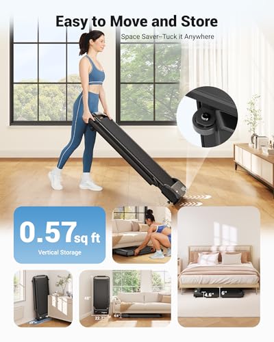 Image of THERUN Walking Pad, 2 in 1 Foldable Treadmills for Home, 2.5HP Under Desk with Handle Bar, 16 inch Widened Running Belt, Treadmill with Remote Control & LED Touch Screen