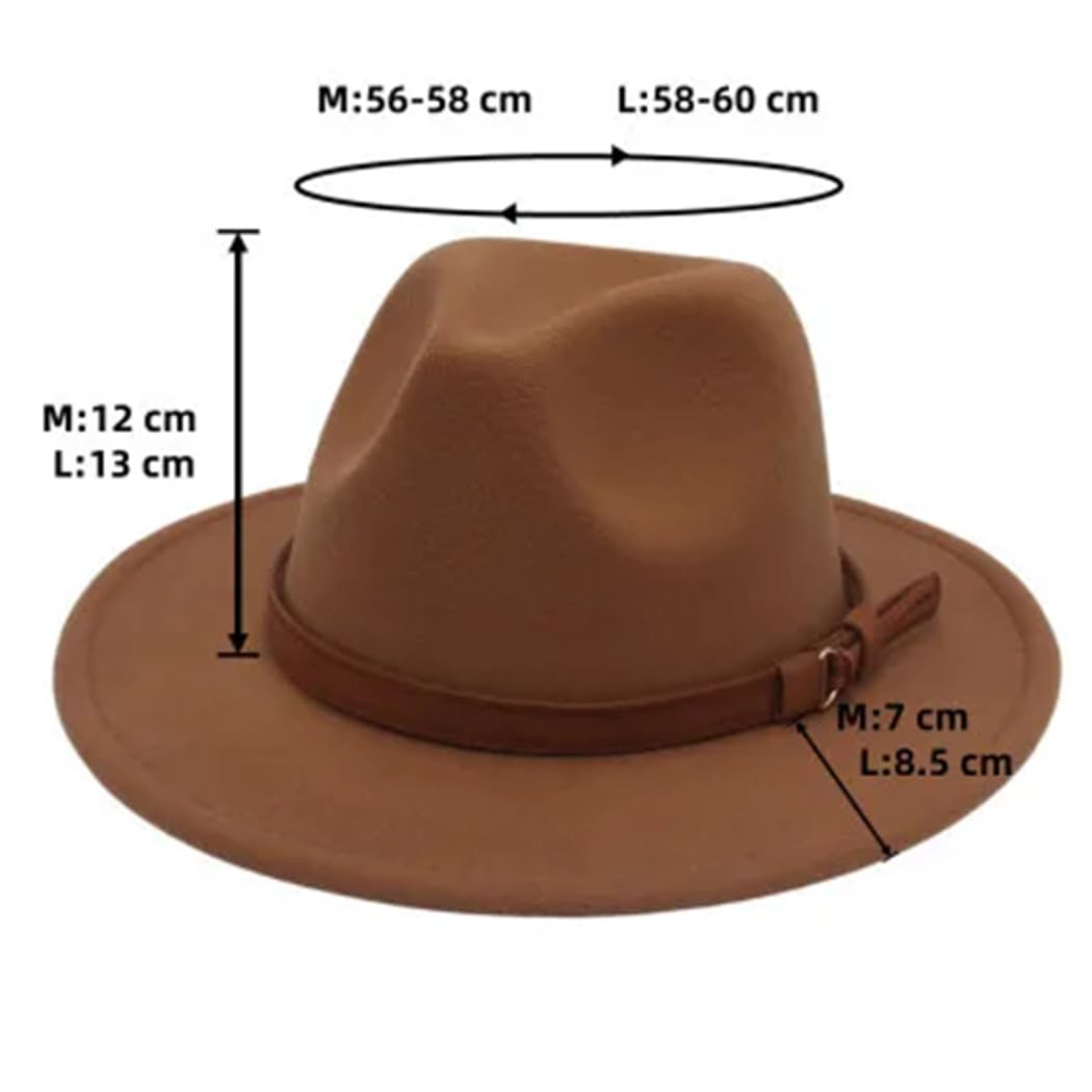 Unisex Big Brim Brown Belt Feltro Cap Uomini Western Cowboy Fedora Cappello Donna Elegante Partito Chiesa Vestito Cap