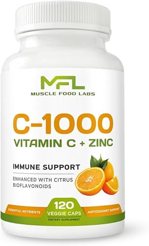 Vitamina C + ZINC | C - 1000 | VIT C 1000mg | Zinc 25mg | Bioflavonoides cítricos 25 mg | Sin OMG y sin gluten | 120 cápsulas