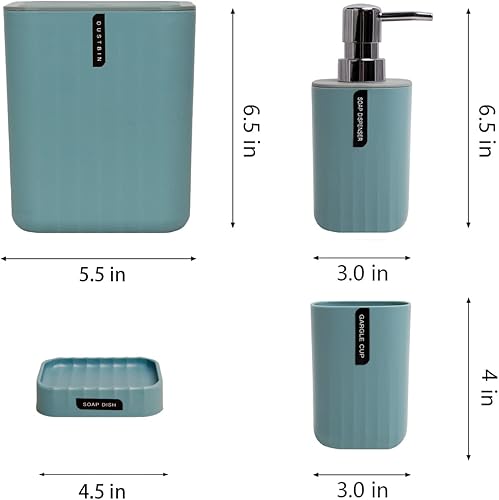 Miniatura 2 de CERBIOR Juego de accesorios de baño de 4 piezas, incluye basura, dispensador de jabón, soporte para cepillos de dientes, taza para cepillo de