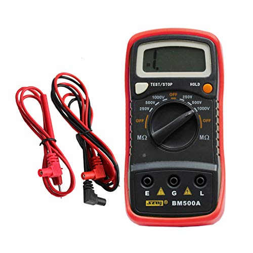 BinZyronic デジタル絶縁抵抗計 BM500A 1000V対応 1999M測定範囲 ポータブル設計 軽量プラスチック製 電気設備点検用