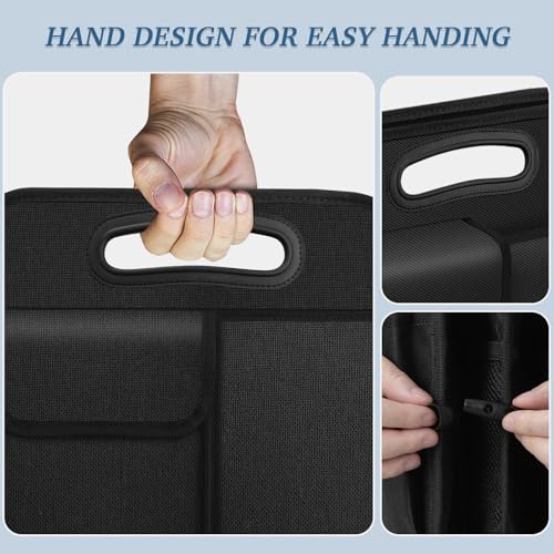HABOPET Trunk Organizer, Collapsible Waterproof car Trunk Organizer for SUVs & Sedans, Car Storage Organizers with Reinforced Handles, Car Accessories for Women and Men, 2 Compartments, 52L, Black