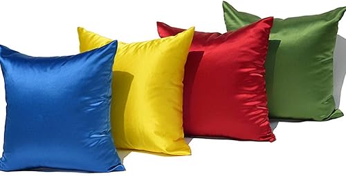Miniatura 3 de Nunbee - Juego de 4 fundas de almohada de satén decorativas, fundas de almohada cuadradas para sofá, cama, decoración del hogar, 18 x 18 pulgadas,