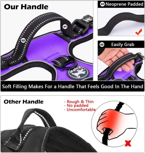 Image of PoyPet Dog Harness No Pull, Reflective Adjustable No Choke Pet Vest with Front & Back Clips, Soft Padded and Control Training Handle for Large Dogs(Purple,XL)