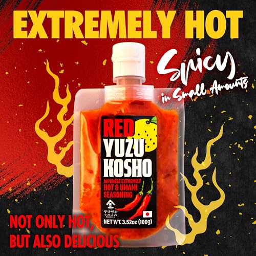 Image of YAMASAN KYOTO UJI Yuzu Kosho Red Pepper Spicy Umami Paste 3.5oz | YAMASAN KYOTO UJI Yuzu Kosho Red Pepper Spicy Umami Paste - Extremely Hot Japanese Chili Condiment, Gluten Free, 100g